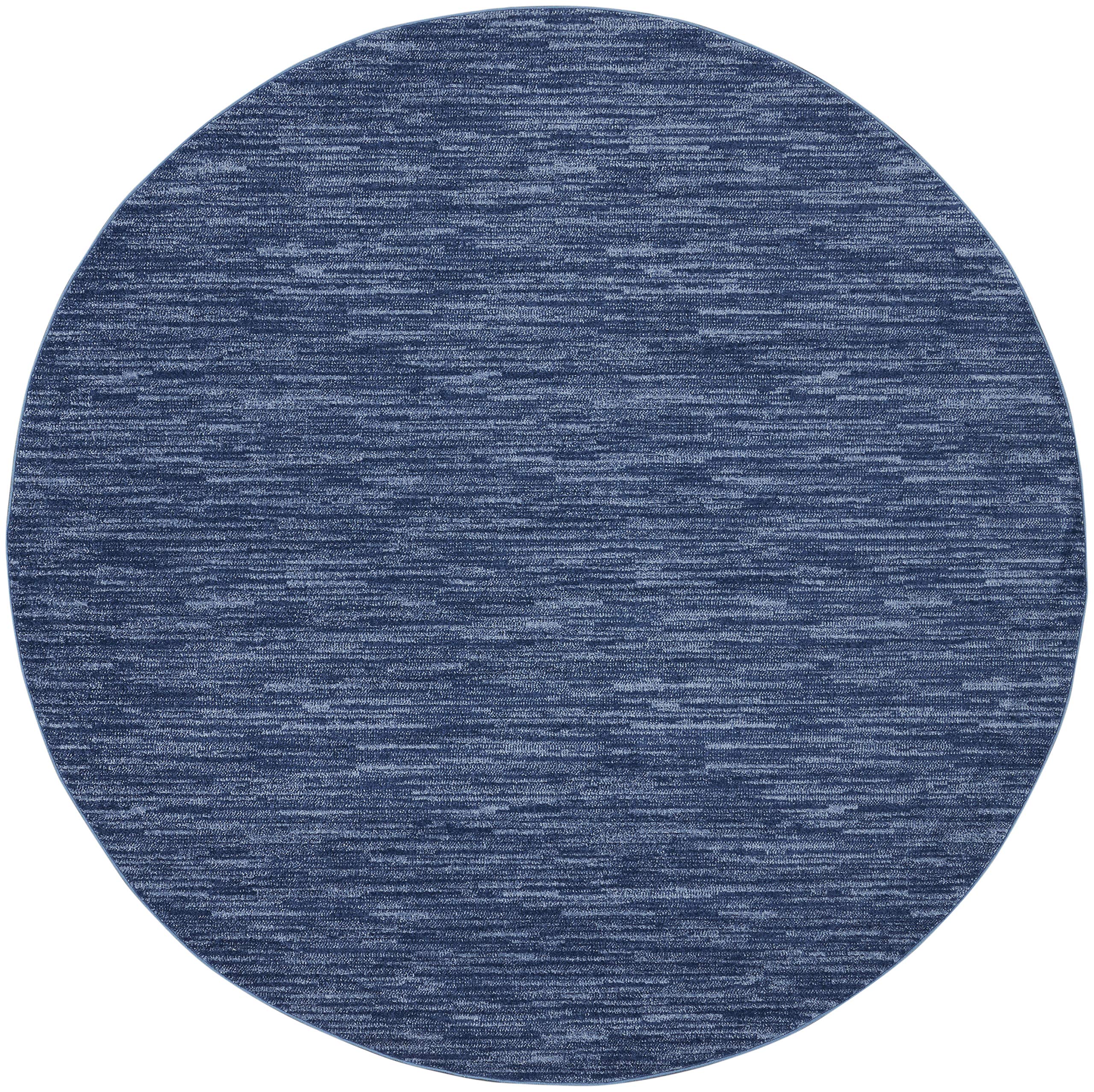 Nourison Essentials Indoor/Outdoor Navy Blue 10' X Round Area Rug, Easy Cleaning, Non Shedding, Bed Room, Living Room, Dining Room, Backyard, Deck, Patio (10 Round)