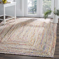 SAFAVIEH Cape Cod Collection X-Large Area Rug - 11 x 15, Beige & Multi, Handmade Boho Braided Jute & Cotton, Ideal for High Tr