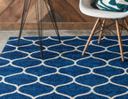 Unique Loom Trellis Frieze Collection Area Rug - Rounded (4' 1'' X 6' 1'', Navy Blue/ Ivory)