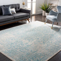 SAFAVIEH Evoke Collection Area Rug - 11 x 15, Ivory & Aqua, Distressed Design, Non-Shedding & Easy Care, Ideal for High Traffi