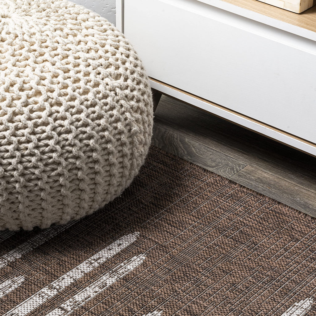 Jonathan Y Smb124B-210 Zolak Berber Stripe Geometric Indoor Outdoor Area Rug Bohemian Contemporary Easy Cleaning Bedroom Kitchen Backyard Patio Non Shedding, 2 X 10, Brown/Beige