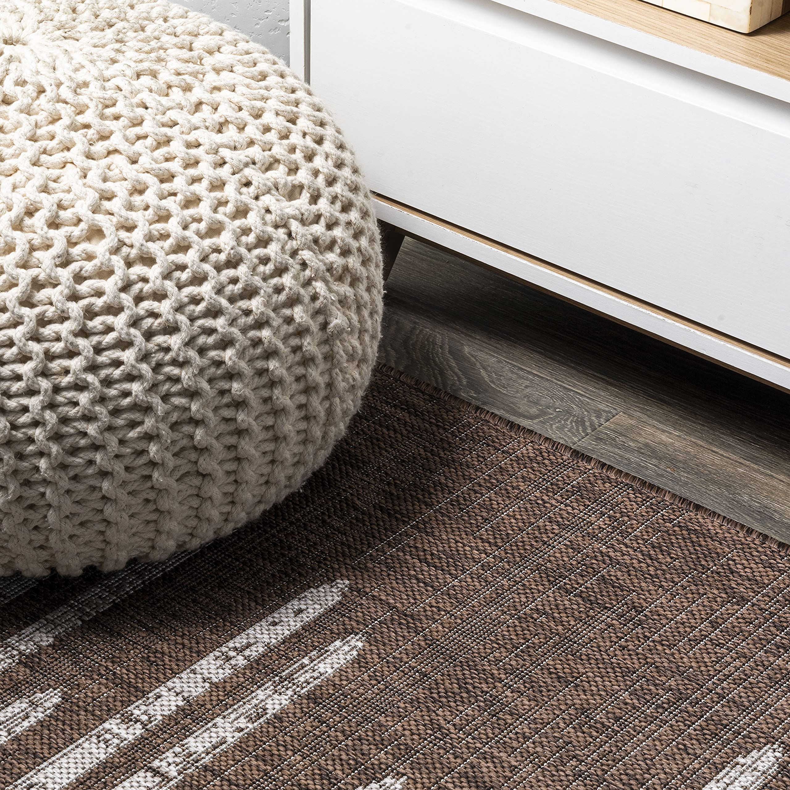 Jonathan Y Smb124B-210 Zolak Berber Stripe Geometric Indoor Outdoor Area Rug Bohemian Contemporary Easy Cleaning Bedroom Kitchen Backyard Patio Non Shedding, 2 X 10, Brown/Beige