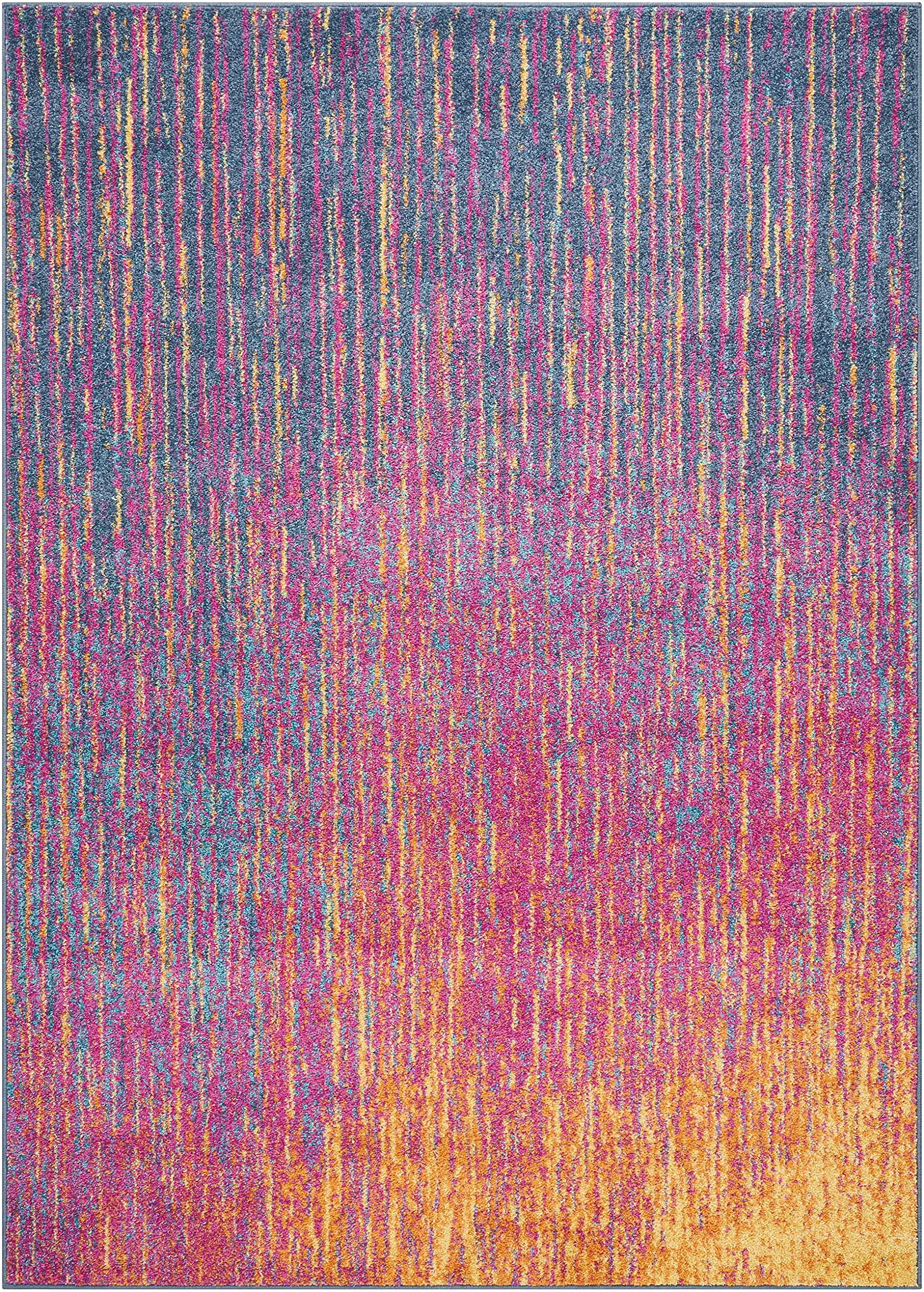 HomeRoots Multicolor 100% Polypropylene 7’ x 10’ Rainbow Abstract Striations Area Rug