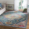 Safavieh Crystal Collection X-Large Area Rug - 12 x 18, Teal & Rose, Medallion Distressed Design, Non-Shedding & Easy Care, Id