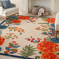 Nourison Aloha Indoor/Outdoor Modern Multicolor 5'3' X 7'5' Area Rug, Easy Cleaning, Non Shedding, Bed Room, Living Room, Dining Room, Kitchen (5X7)