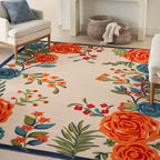 Nourison Aloha Indoor/Outdoor Modern Multicolor 5'3' X 7'5' Area Rug, Easy Cleaning, Non Shedding, Bed Room, Living Room, Dining Room, Kitchen (5X7)