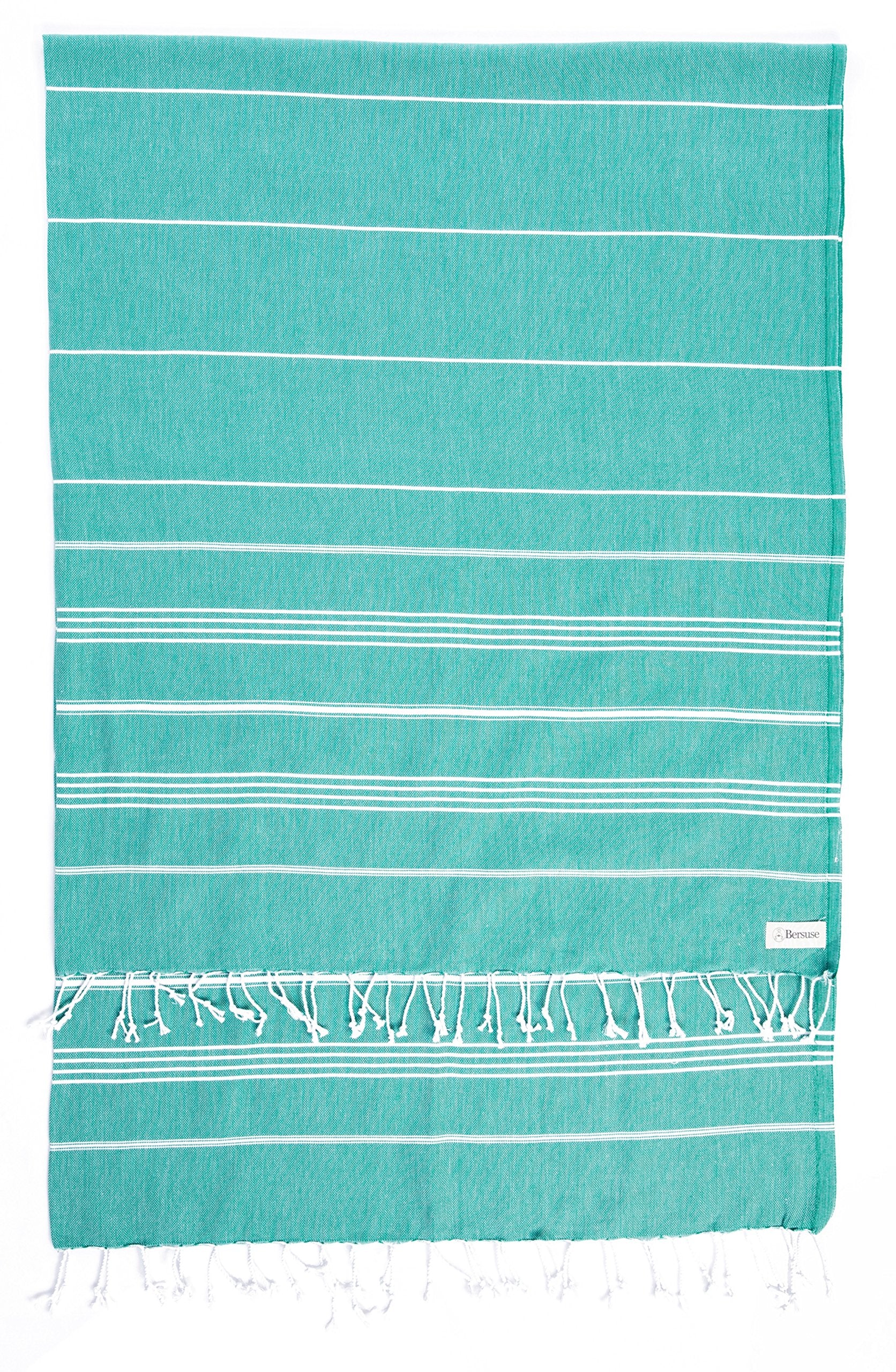 Bersuse 100% Cotton - Anatolia Xl Throw Blanket Turkish Towel - 61 X 82 Inches, Teal