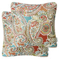 Mika Home Pack Of 2 Decorative Pillow Covers Throw Pillow Cases,Paisley Pattern,18X18 Inches,Red Teal Cream Multicolor