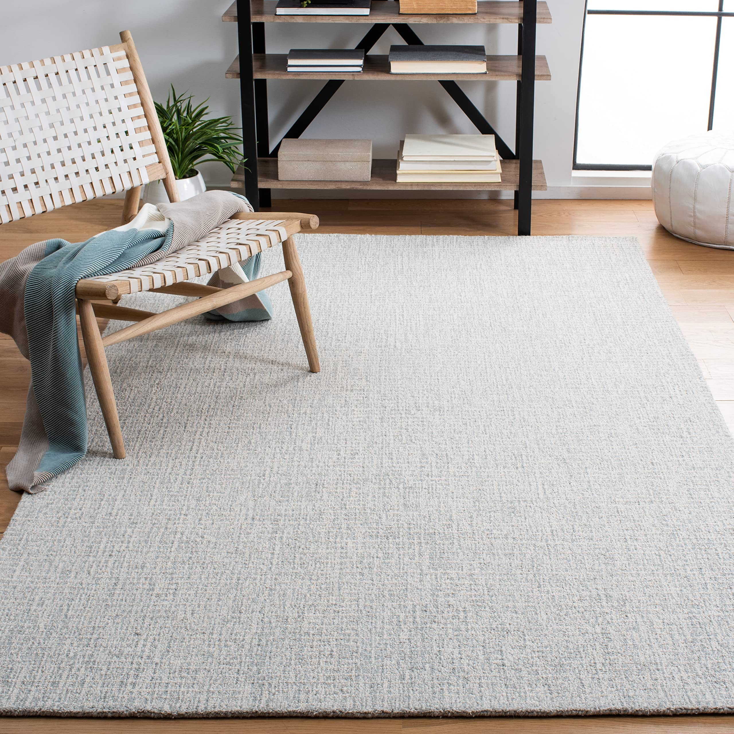 SAFAVIEH Abstract Collection Area Rug - 10' x 14', Light Grey & Ivory, Handmade Wool, Ideal for High Traffic Areas in Living Roo