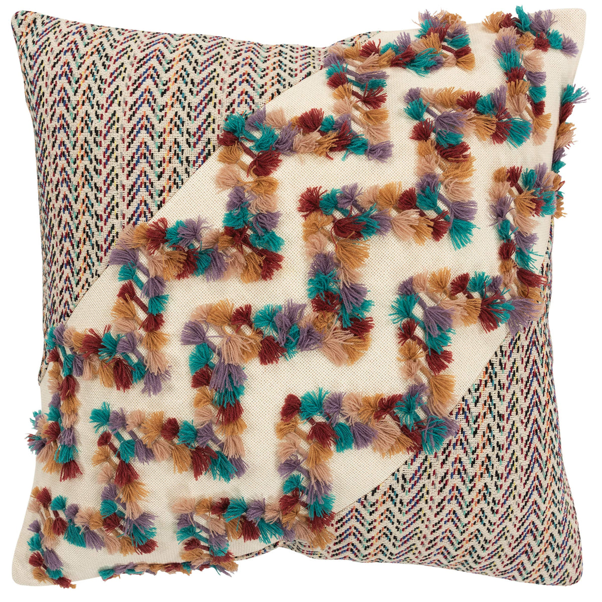 Rizzy Home Chevron 20&quot; x 20&quot; Down Filled Pillow with Cotton Cover-Multi