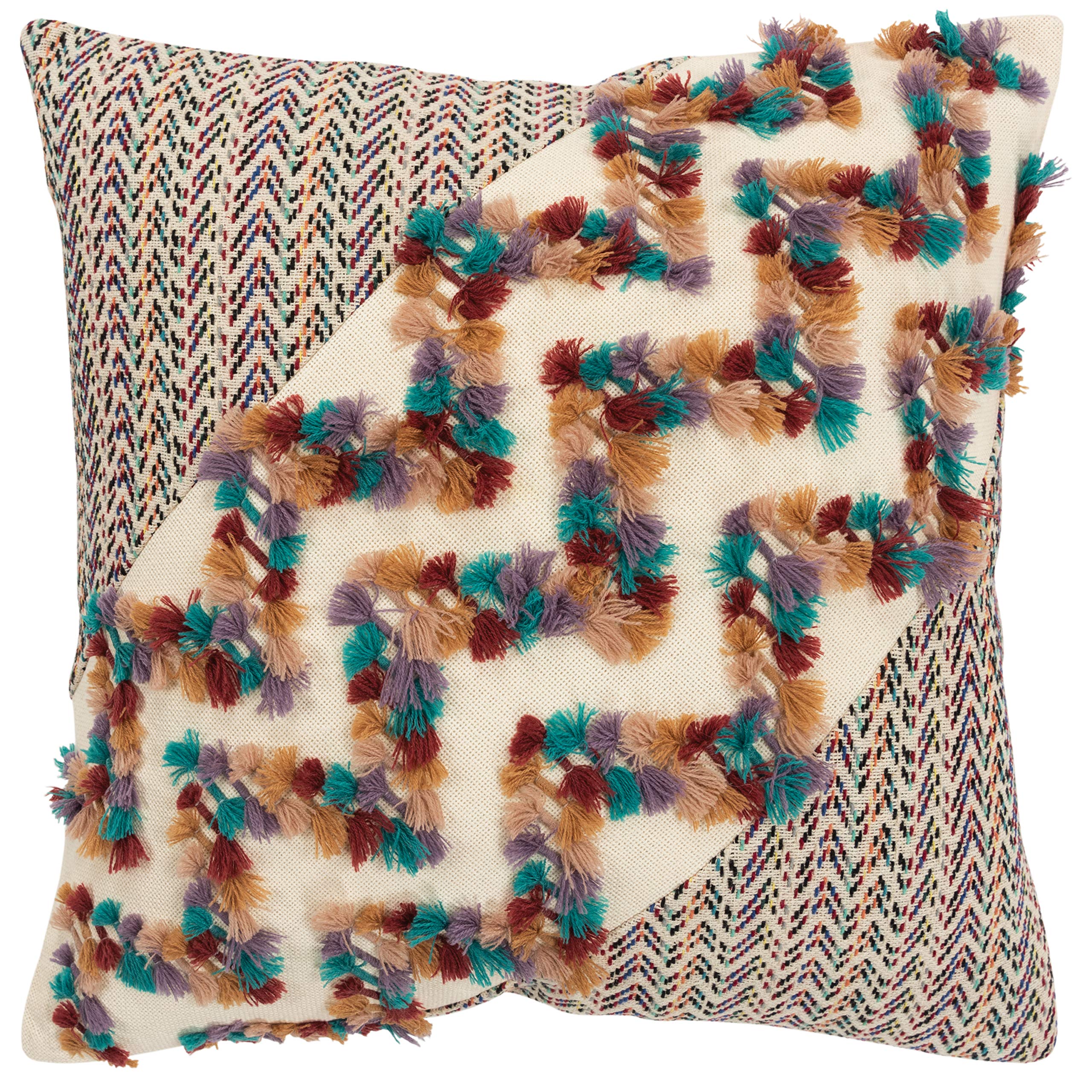 Rizzy Home Chevron 20" x 20" Down Filled Pillow with Cotton Cover-Multi