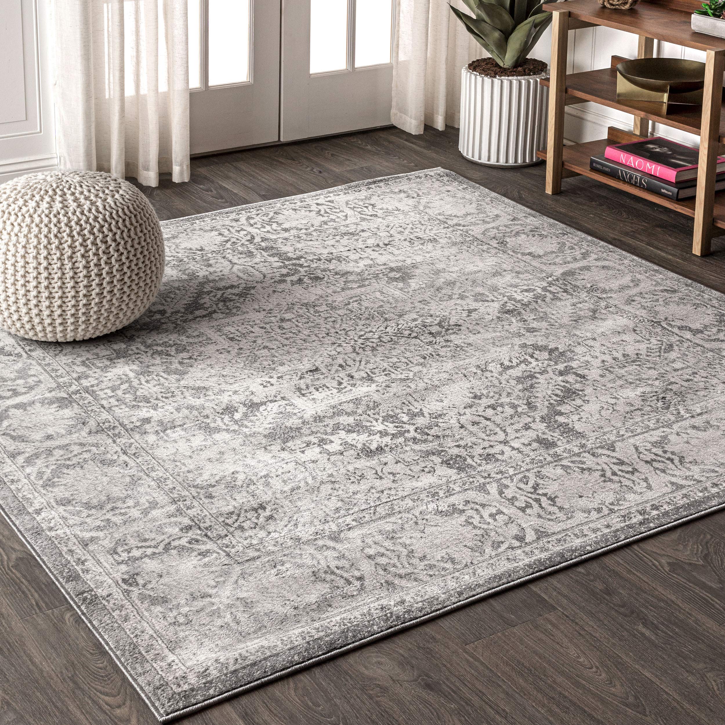 JONATHAN Y MDP100A-6SQ Modern Vintage Medallion Indoor Area-Rug Country Floral Easy-Cleaning Bedroom Kitchen Living Room, 6 Squ