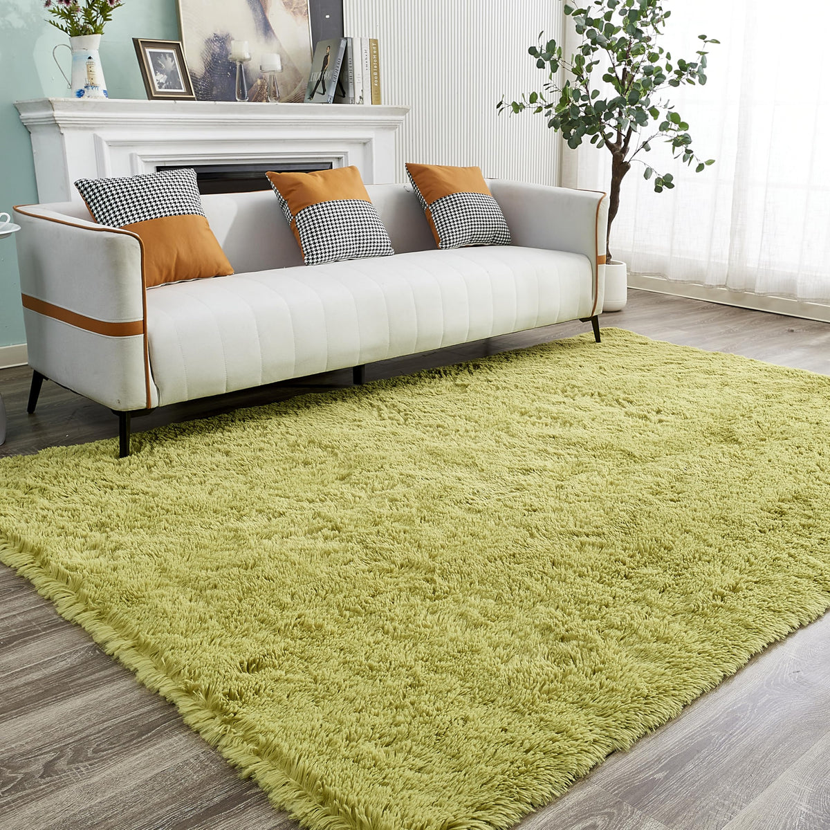 Yqqrigro Rugs For Living Room, Green Rugs For Bedroom, Large Fluffy Area Rugs 6X9 Clearance For Playroom Soft Modern Shag Rugs C
