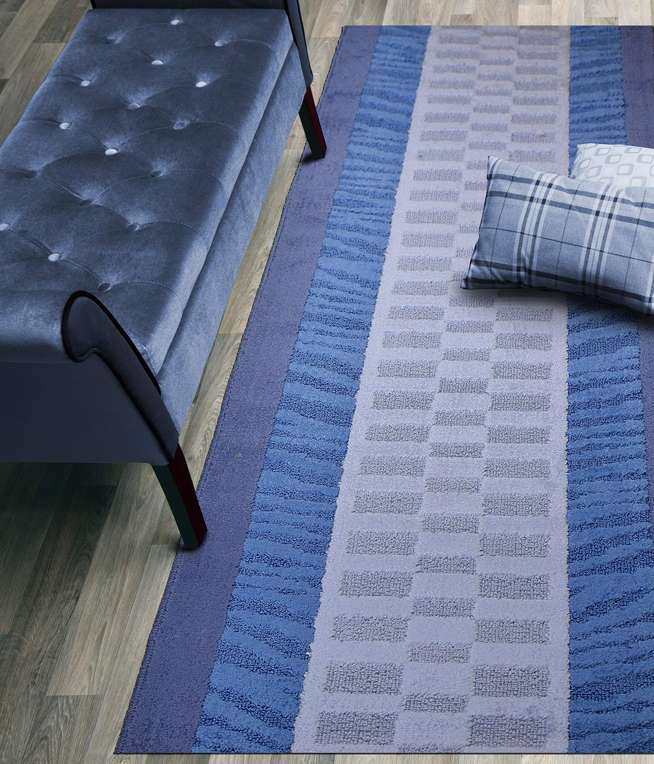ORFA HOME Custom Size Zebra Hallway Runner Rug Slip Resistant, 26 Inch Wide x Your Choice of Length Size, Blue, 26 Inch X 8 Feet