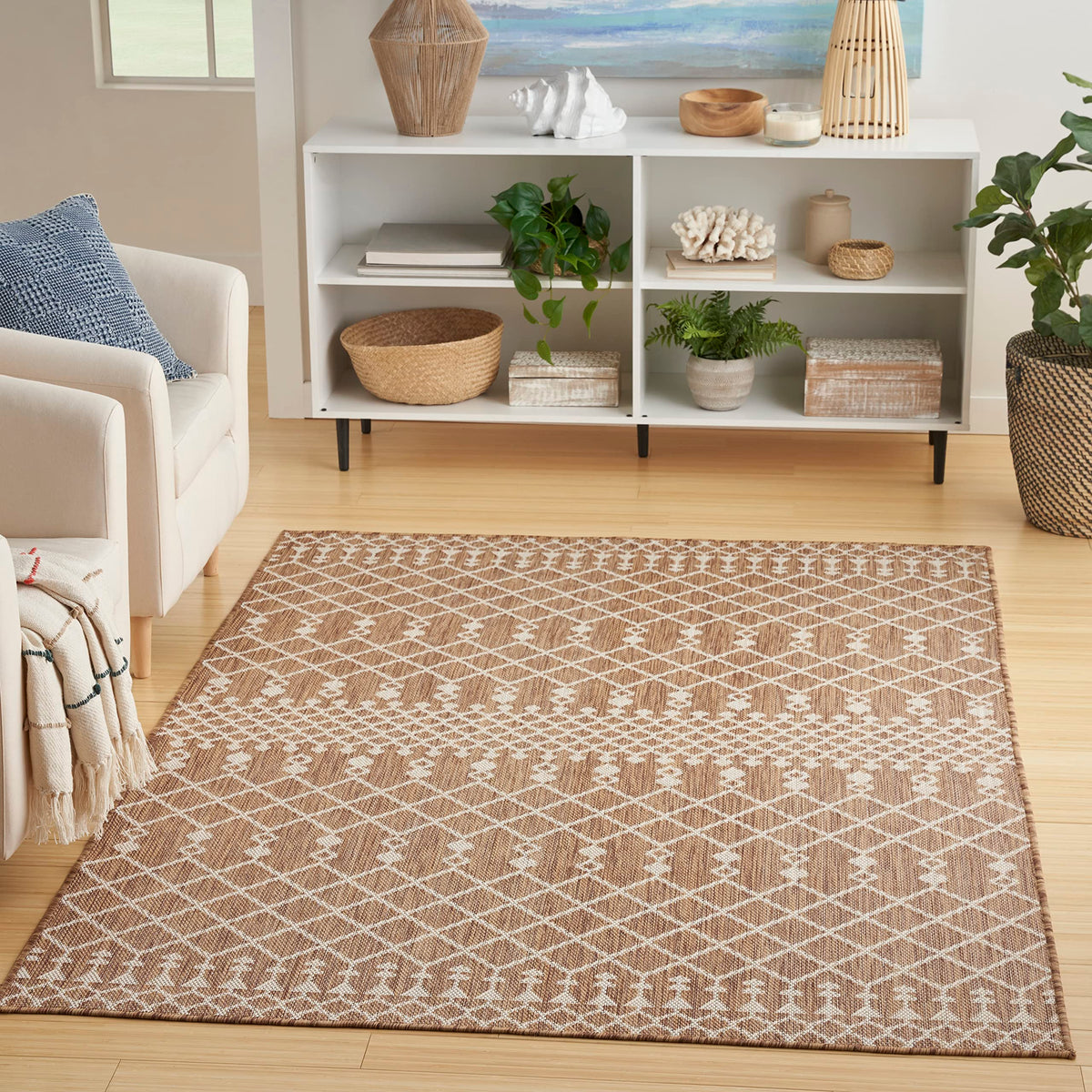 Nourison Positano Indoor-Outdoor Jute 7' X 10' Area Rug, Easy Cleaning, Non Shedding, Bed Room, Living Room, Dining Room, Deck,
