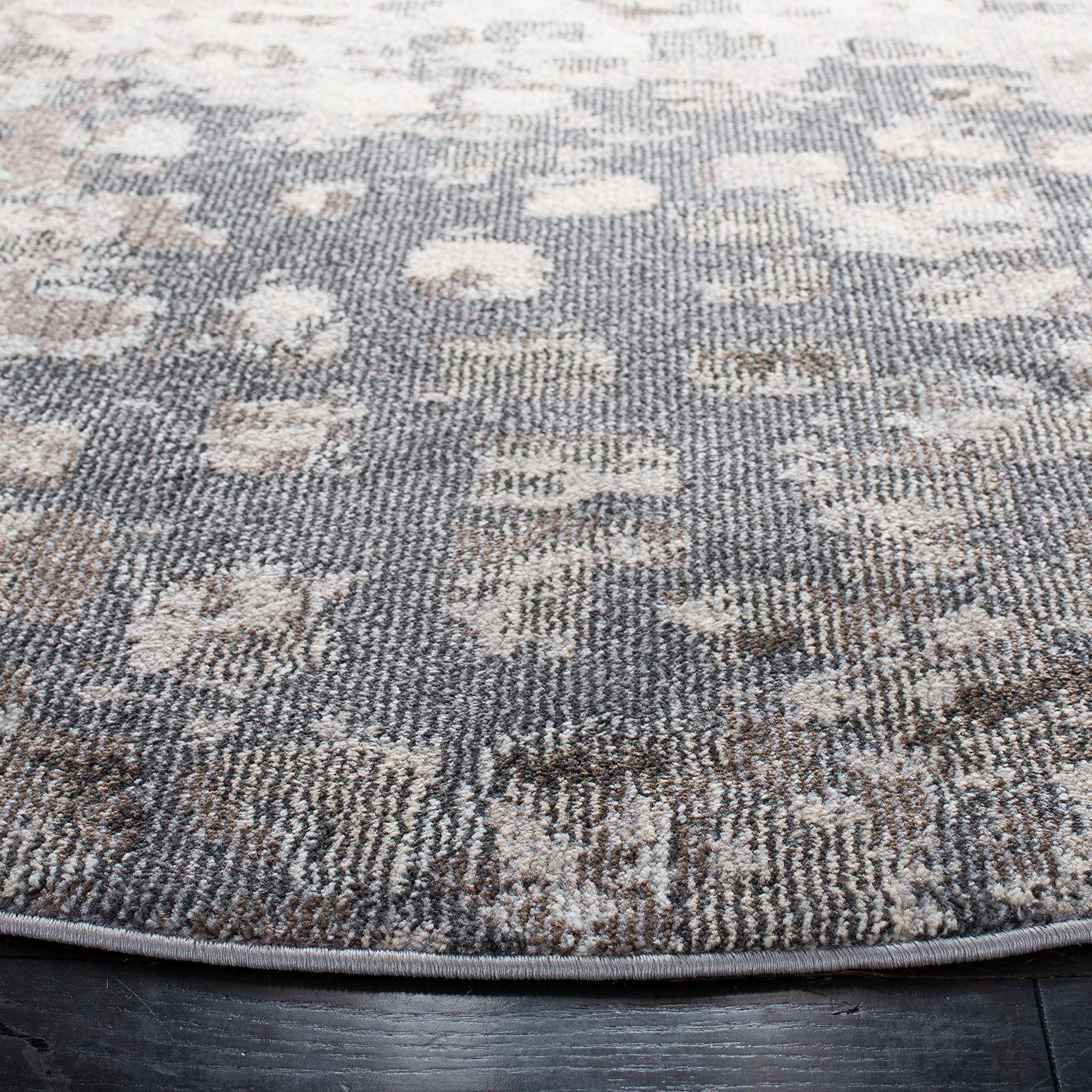 Safavieh Madison Collection 6'7'' Round Grey/Beige Mad425G Boho Abstract Distressed Non-Shedding Dining Room Entryway Foyer Livi