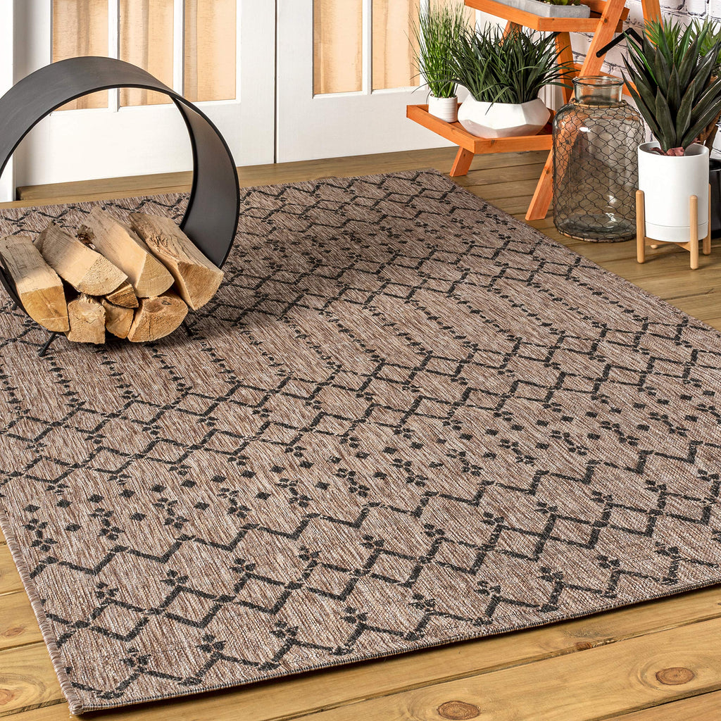 Jonathan Y Smb108D-3 Ourika Moroccan Geometric Textured Weave Indoor Outdoor -Area Rug, Bohemian, Rustic, Scandinavian Easy-Cleaning,Bedroom,Kitchen,Backyard,Patio,Non Shedding, Natural/Black, 3 X 5