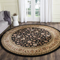 SAFAVIEH Lyndhurst Collection Area Rug - 53 Round, Black & Ivory, Traditional Oriental Design, Non-Shedding & Easy Care, Ideal 