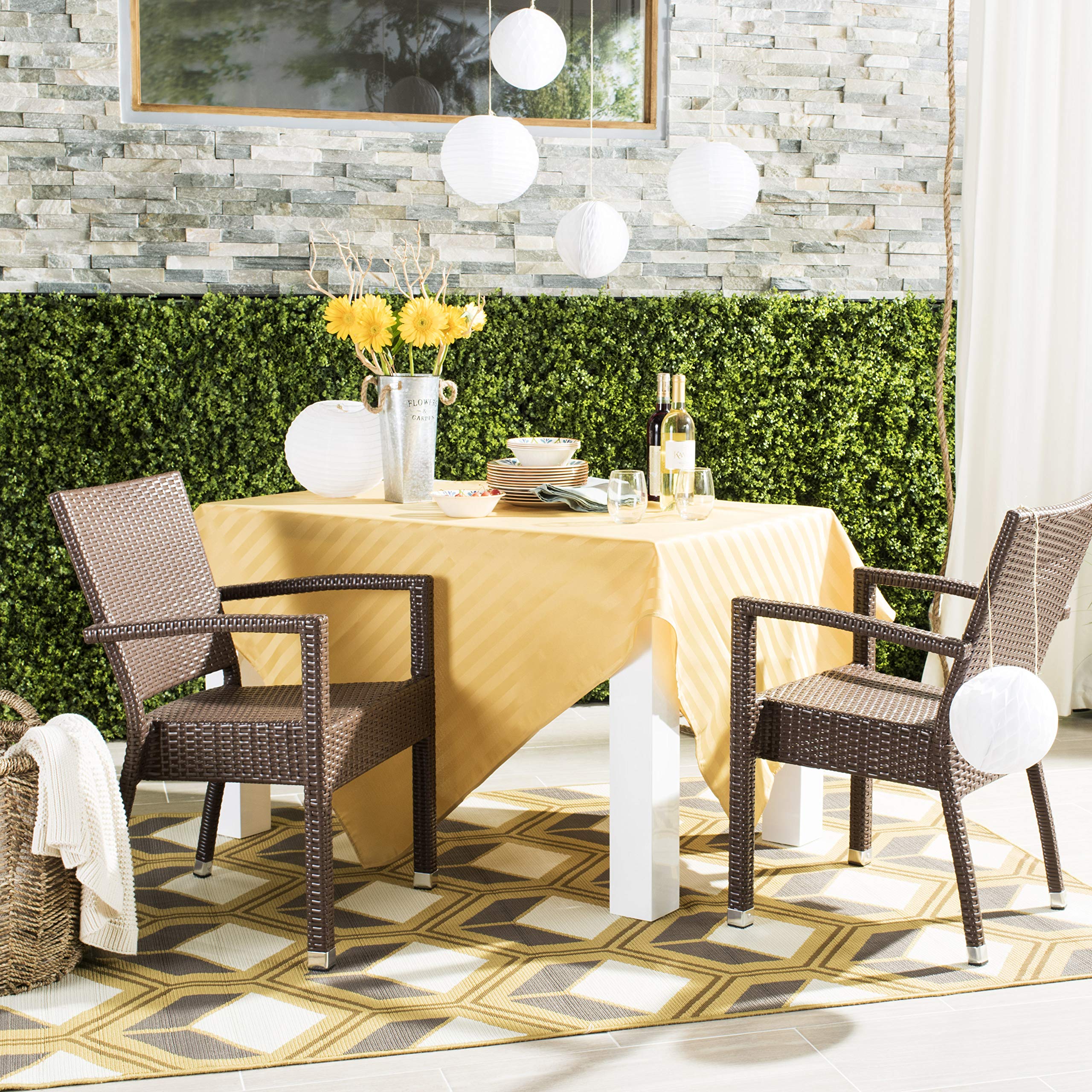Safavieh Outdoor Living Collection Kelda Wicker Arm Chairs
