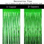Green Tinsel Foil Fringe Curtains Tropical Jungle Safari Hawaiian Baby Shower Birthday Photo Backdrops Wedding Party Decor Photo