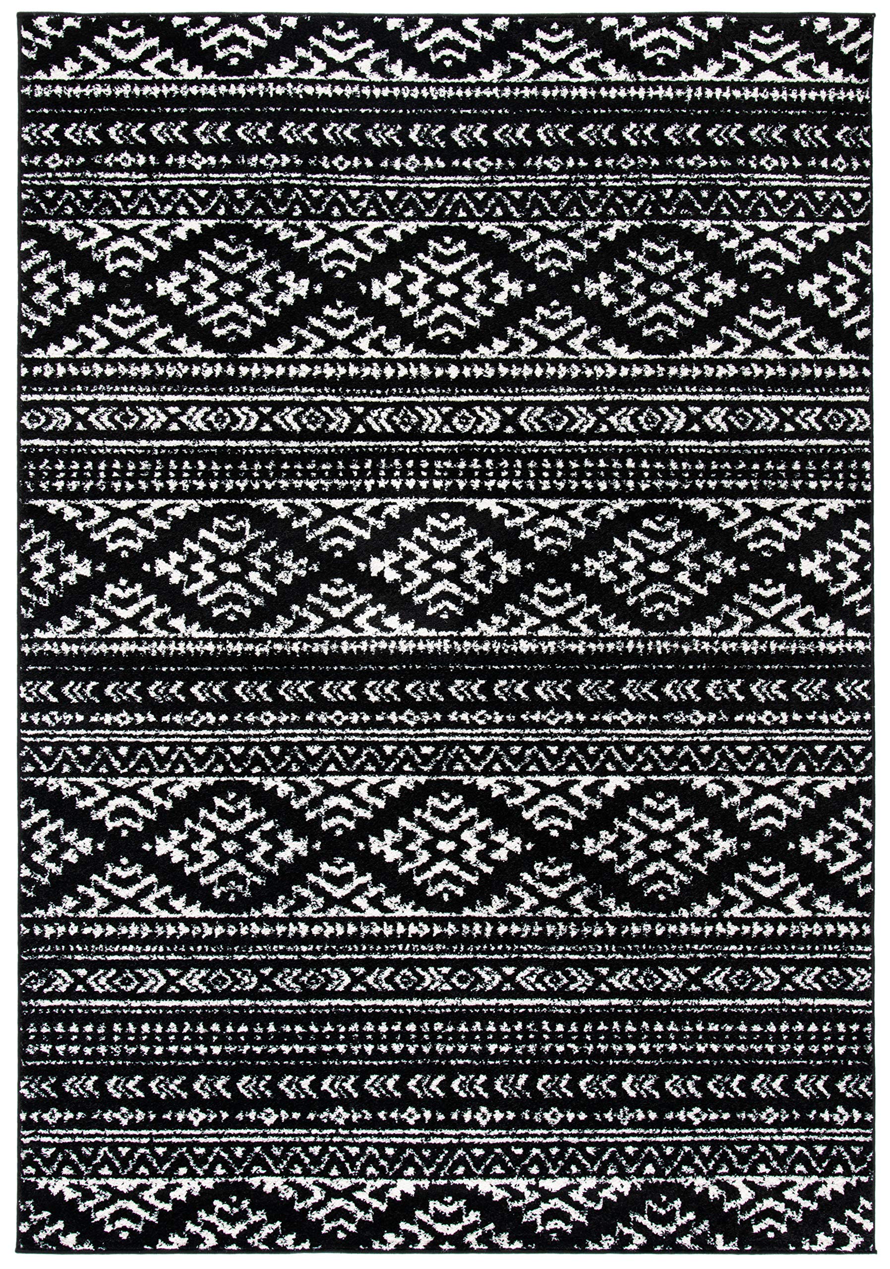SAFAVIEH Tulum Collection Accent Rug - 3 x 5, Black & Ivory, Moroccan Boho Tribal Design, Non-Shedding & Easy Care, Ideal for 