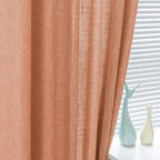 Mysky Home Orange Curtains For Bedroom Short Curtains For Small Window, Boho Semi Sheer Curtains 2 Panels Set Window Treatment Drapes Linen Style Texture For Closet/Kitchen, 50'X63', Burnt Orange