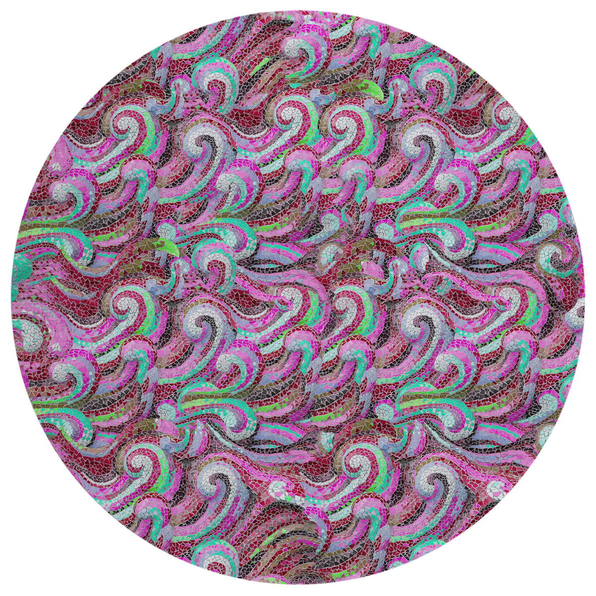Addison Rugs Surfside Asr44 Raspberry 8' X 8' Indoor Outdoor Round Rug, Easy Clean, Machine Washable, Non Shedding, Bedroom, Living Room, Dining Room, Kitchen, Patio Rug