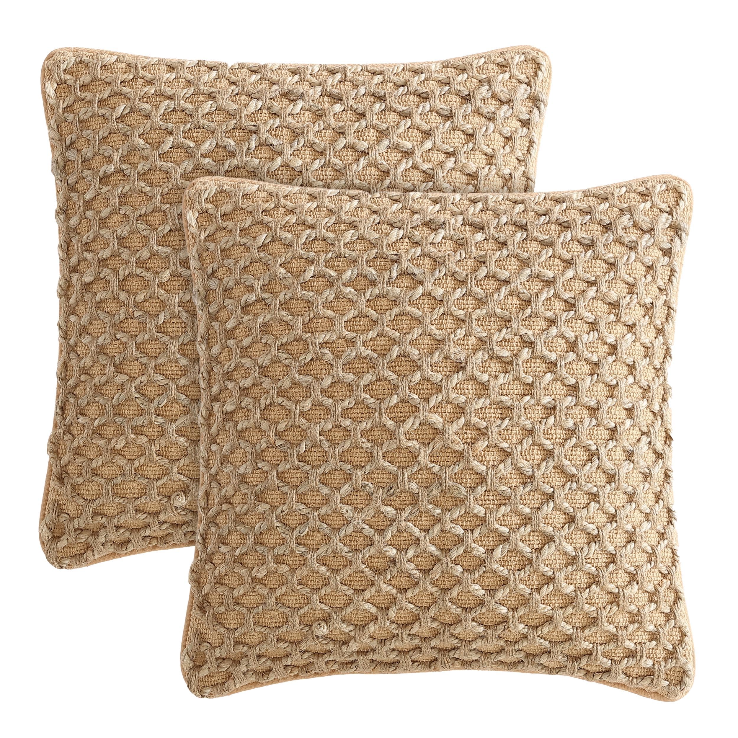 Boho Living Jada Decorative Throw, Includes Accent, Premium Woven Design, Living Room D  Cor, (2) 20' X 20' Pillow Cover With