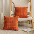 Home Brilliant Pillow Covers 24 X 24 Fall Orange Decorative Accent Throw Pillow Covers Soft Corduroy Striped Euro Pillowcases Fo