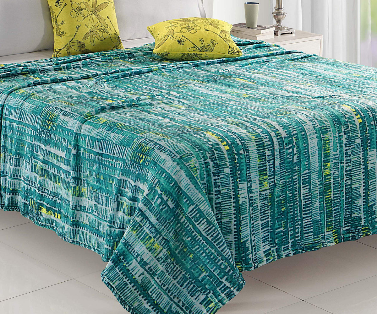 Status Winter Bedsheet for Double Bed/Warm Polar Fleece Blanket/Mink Blanket/Green/Size:7.5 Feet X 8.3 Feet