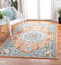 SAFAVIEH Madison Collection Accent Rug - 4 x 6, Orange & Teal, Medallion Distressed Design, Non-Shedding & Easy Care, Ideal fo