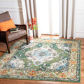 SAFAVIEH Monaco Collection Area Rug - 8 Square, Forest Green & Light Blue, Medallion Distressed Design, Non-Shedding & Easy Car