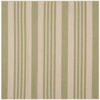 SAFAVIEH Courtyard Collection Area Rug - 5'3'' Square, Beige & Sweet Pea, Stripe Design, Non-Shedding & Easy Care, Indoor/Outdoo
