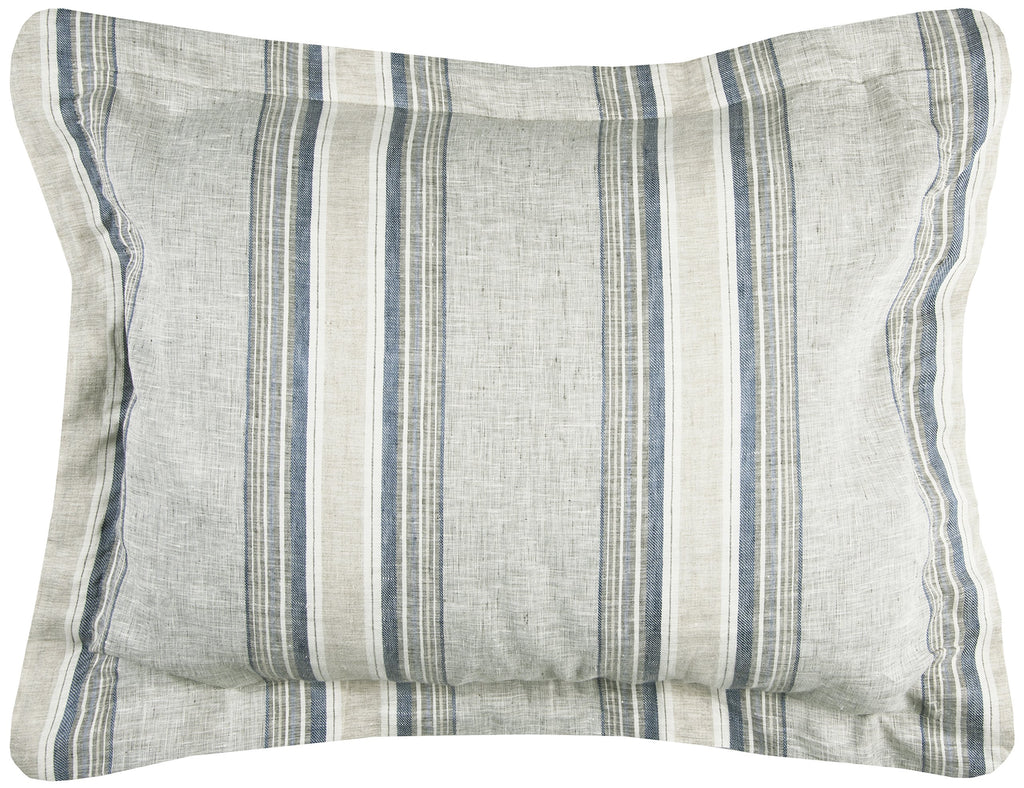 Rizzy Home | BT4008 | King Sham | 20"x36" Blue/Neutral/Gray Stripe