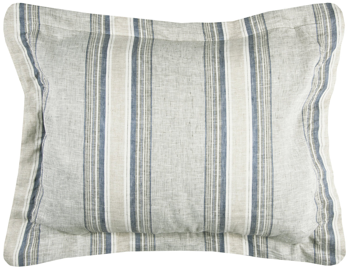 Rizzy Home | BT4008 | King Sham | 20&quot;x36&quot; Blue/Neutral/Gray Stripe