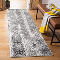 SAFAVIEH Adirondack Collection Runner Rug - 26 x 14, Silver & Black, Moroccan Boho Distressed Design, Non-Shedding & Easy Care