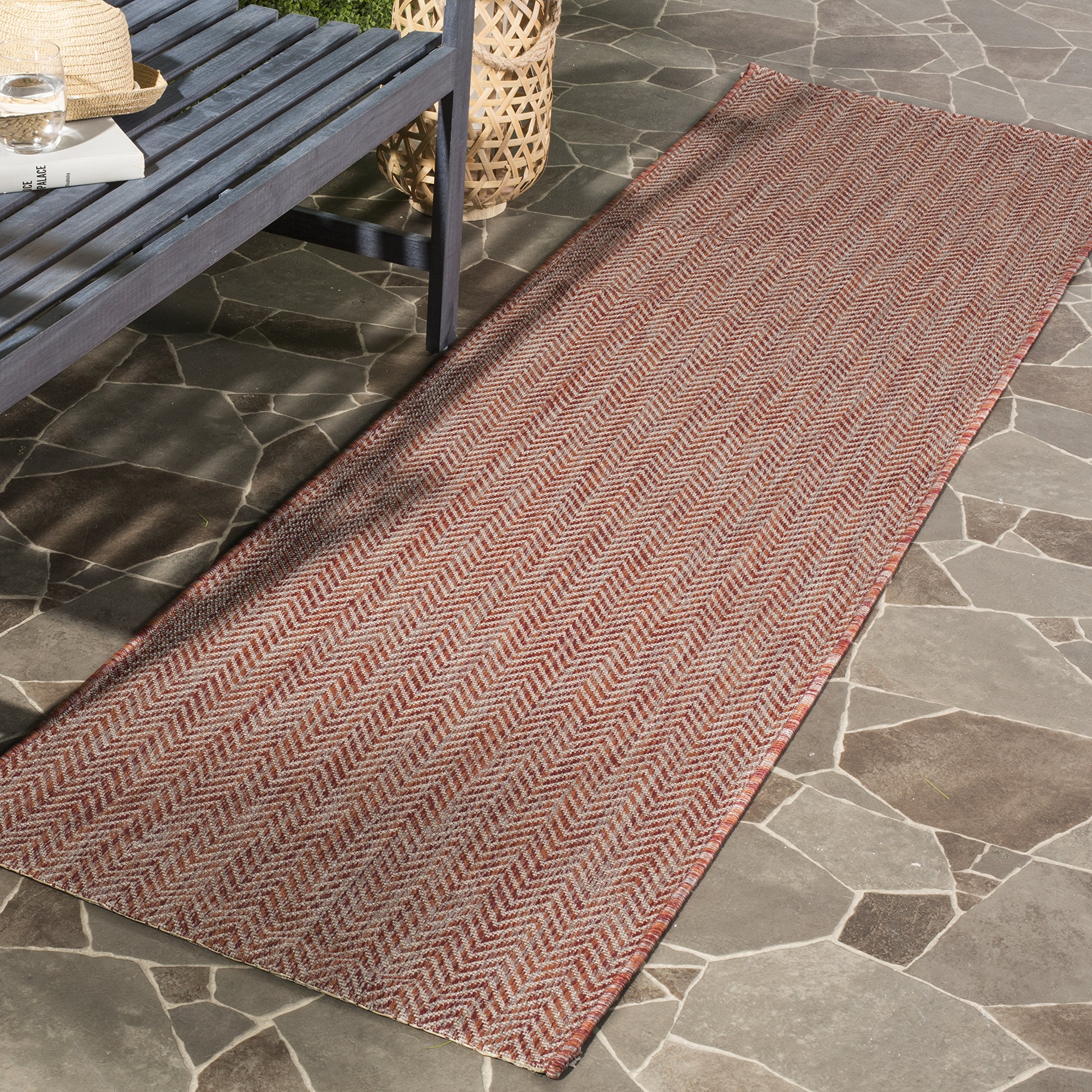 Safavieh Courtyard Collection 2'3' X 14' Red/Beige Cy8022 Indoor-Outdoor Waterproof Easy-Cleaning Patio Backyard Mudroom Runner