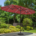Phi Villa 13Ft Large Patio Umbrella With Solar Lights, Double-Sided Outdoor Market Rectangle Umbrella With 120 Pcs Led Lights, R
