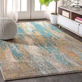 JONATHAN Y CTP106A-8 Contemporary POP Modern Abstract Vintage Waterfall Blue/Brown/Orange 8 ft. x 10 ft. Area-Rug, Bohemian,Easy