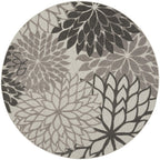 Nourison Aloha Indoor/Outdoor Floral Silver Grey 7'10' X Round Area Rug, (8' Round)
