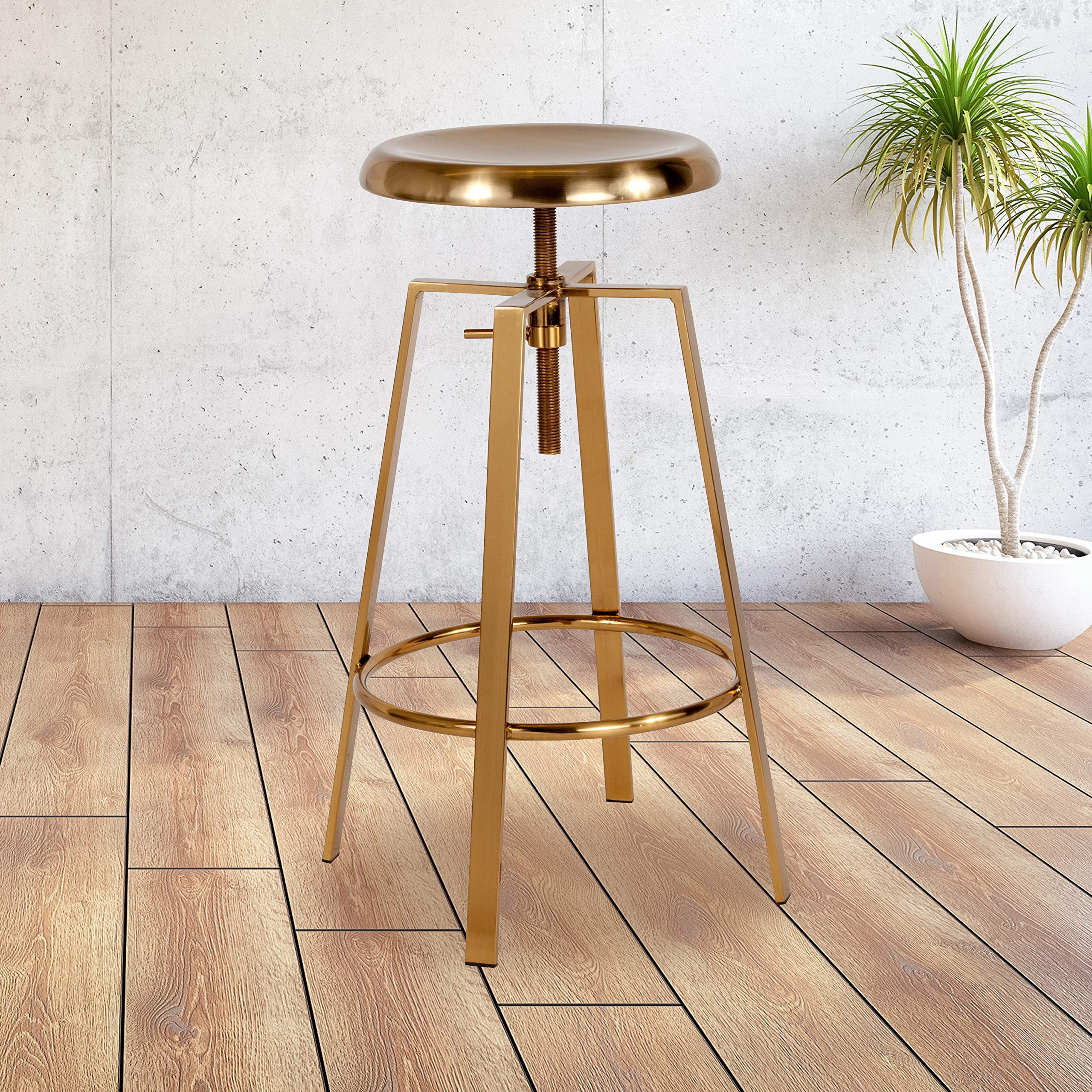 Flash Furniture Swivel Lift Barstool, 1 Pack, Gold