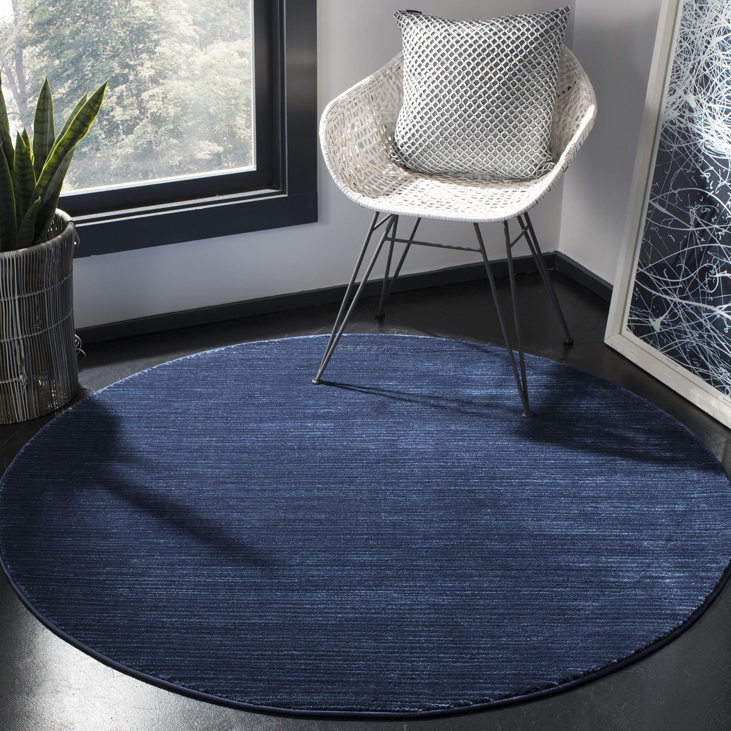 SAFAVIEH Vision Collection 10 Round Navy VSN606N Modern Ombre Tonal Chic Non-Shedding Living Room Bedroom Area Rug