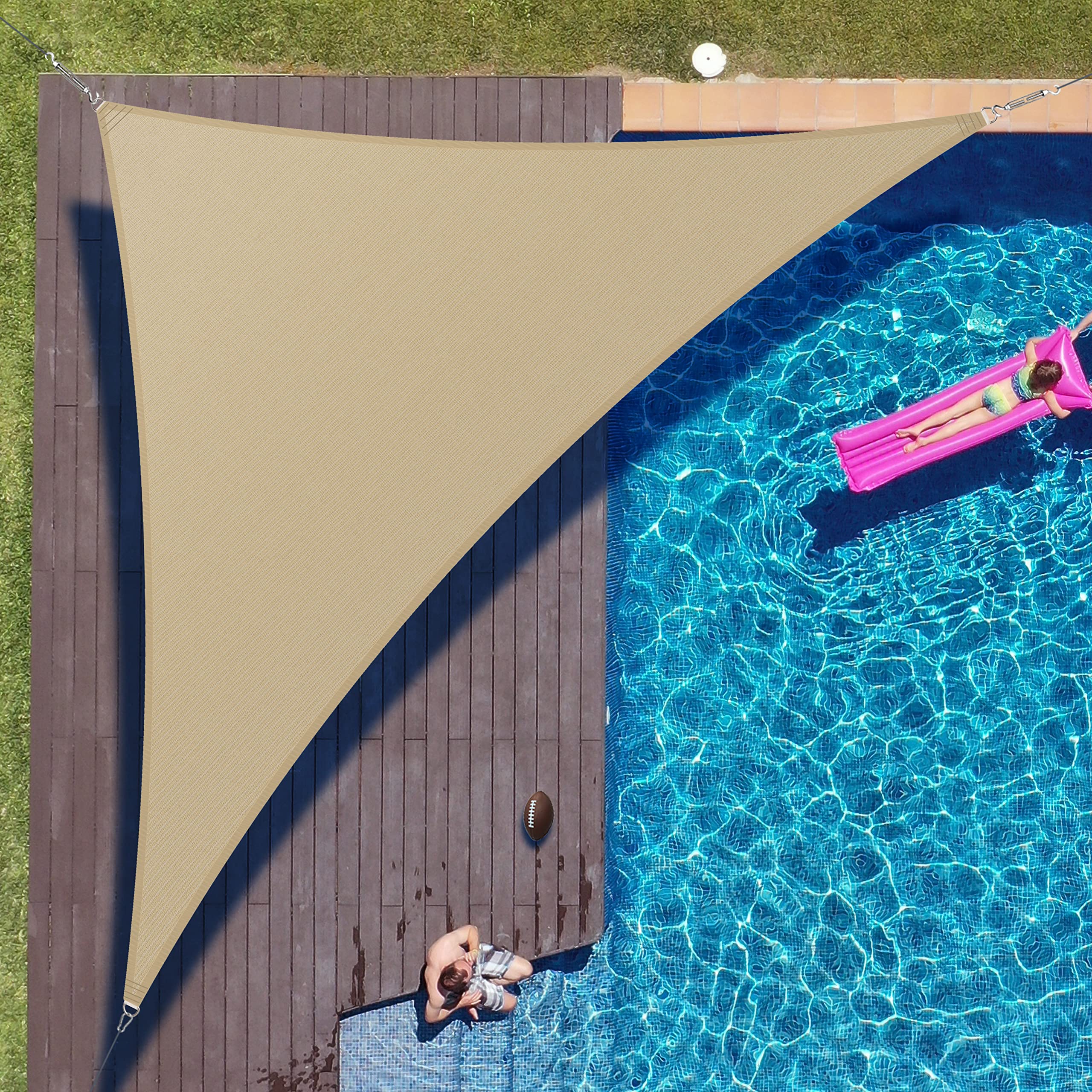 Colourtree 12' X 12' X 17' Sand Right Triangle Ctaprt12 Sun Shade Sail Canopy Mesh Fabric Uv Block Upf50 - Commercial Heavy Duty