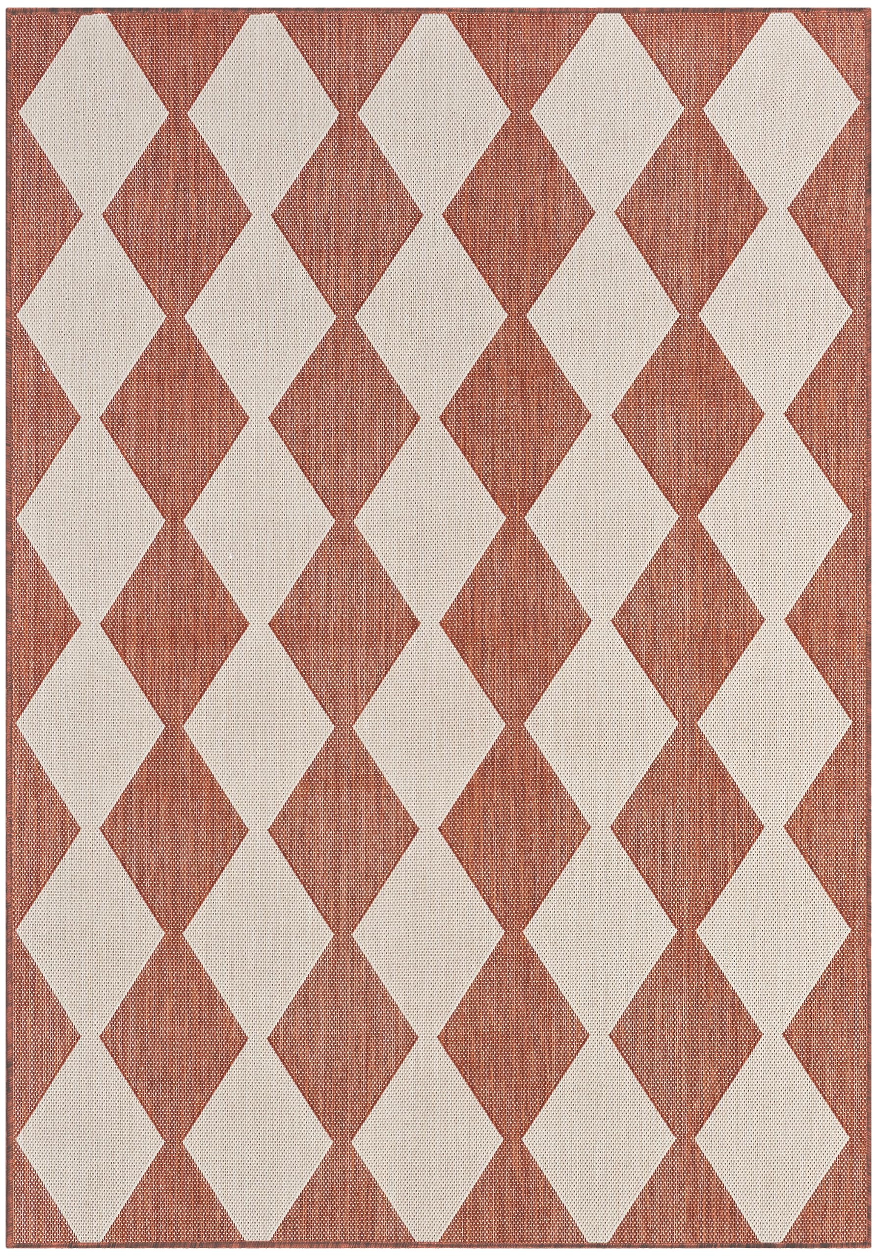Nourison Positano Indoor/Outdoor Terracotta 4' X 6' Area Rug, Easy Cleaning, Non Shedding, Bed Room, Living Room, Dining Room, Backyard, Deck, Patio (4X6)