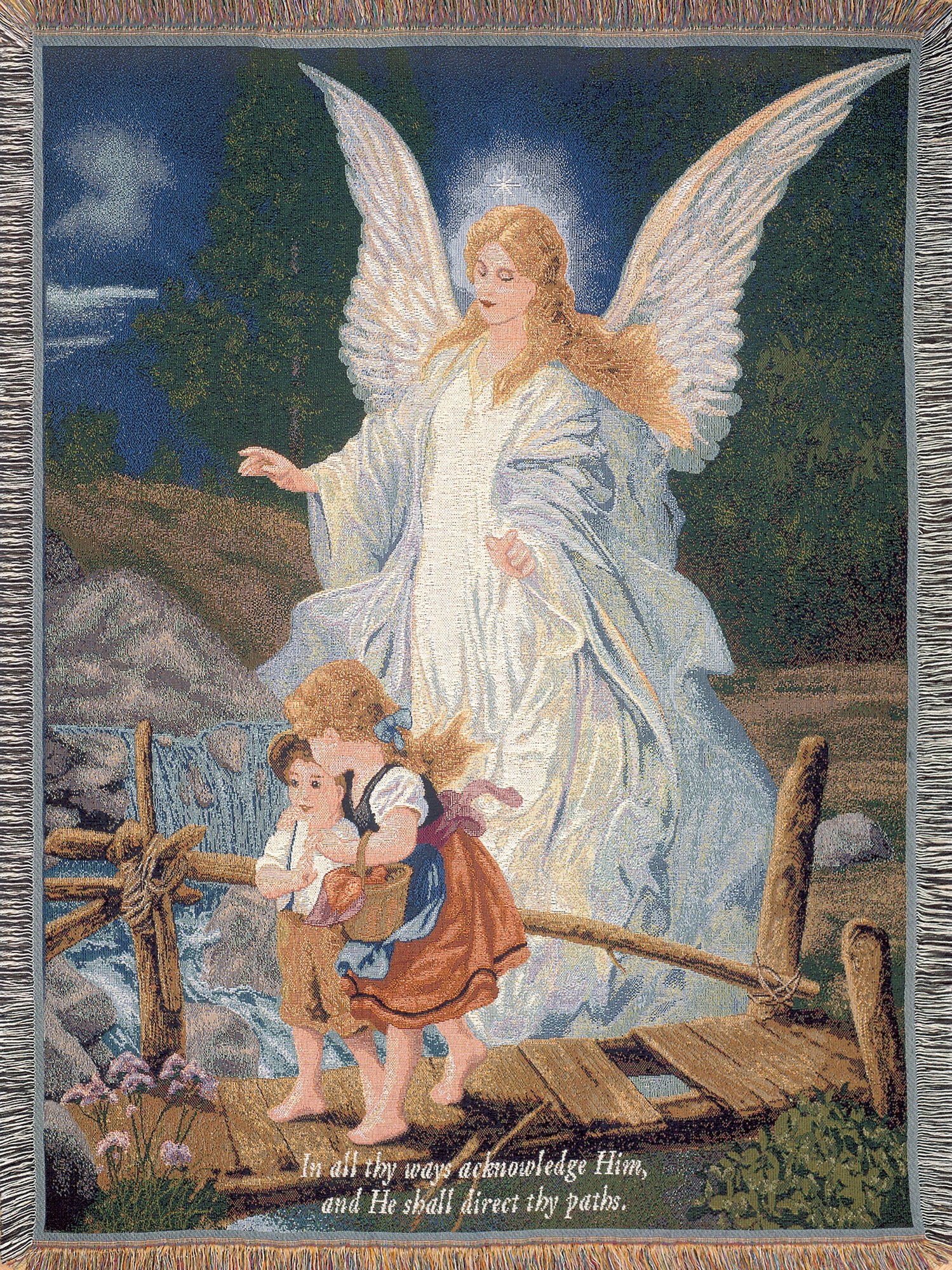 Manual Inspirational Collection 50 X 60-Inch Tapestry Throw With Verse, Direct Thy Paths