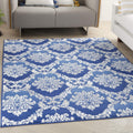 Nourison Whimsicle Damask Blue 4' X 6' Area Rug, Easy Cleaning, Non Shedding, Bed Room, Living Room, Dining Room, Kitchen (4X6)