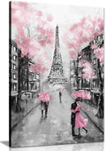 Panther Print, Canvas Wall Art, Framed Prints for Living Room and Bedroom, Pink, Black & White Paris Pictures for Wall, Print fo
