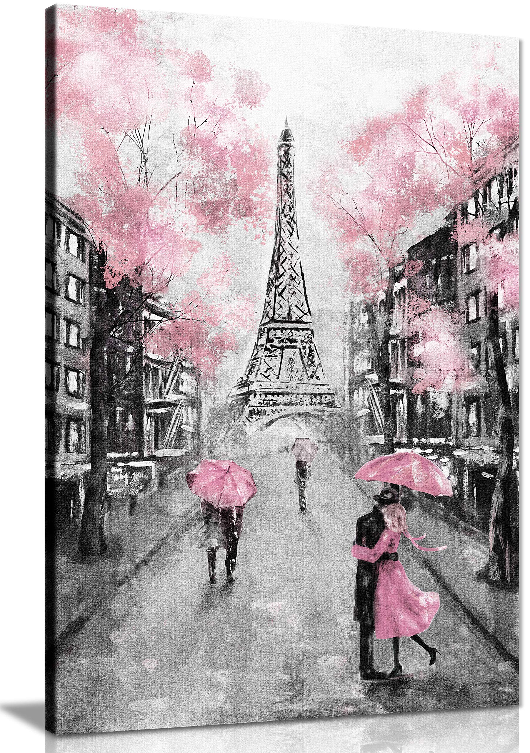 Panther Print, Canvas Wall Art, Framed Prints for Living Room and Bedroom, Pink, Black & White Paris Pictures for Wall, Print fo
