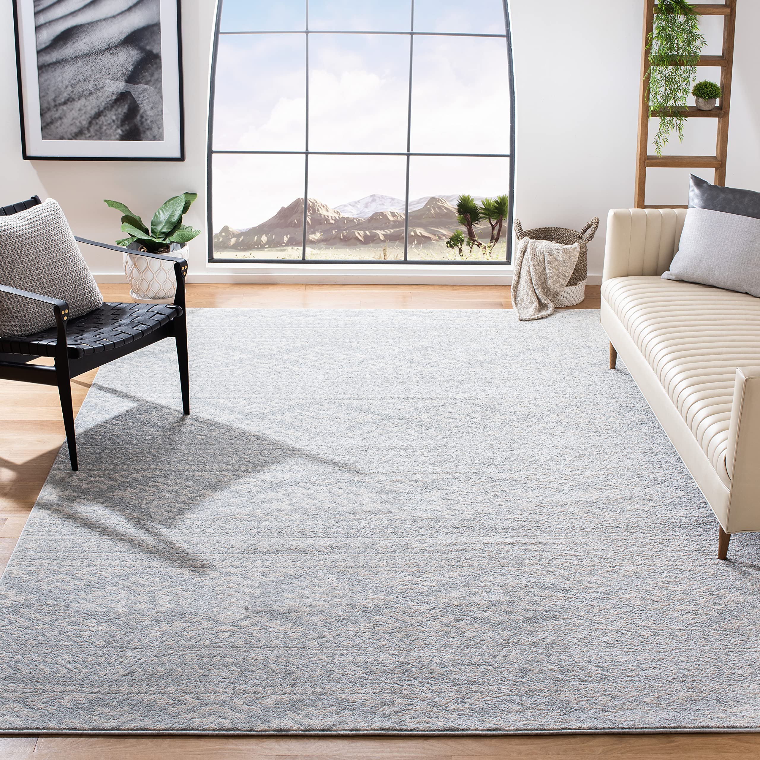 SAFAVIEH Tulum Collection Area Rug - 10 x 13, Light Grey & Ivory, Moroccan Boho Tribal Design, Non-Shedding & Easy Care, Ideal