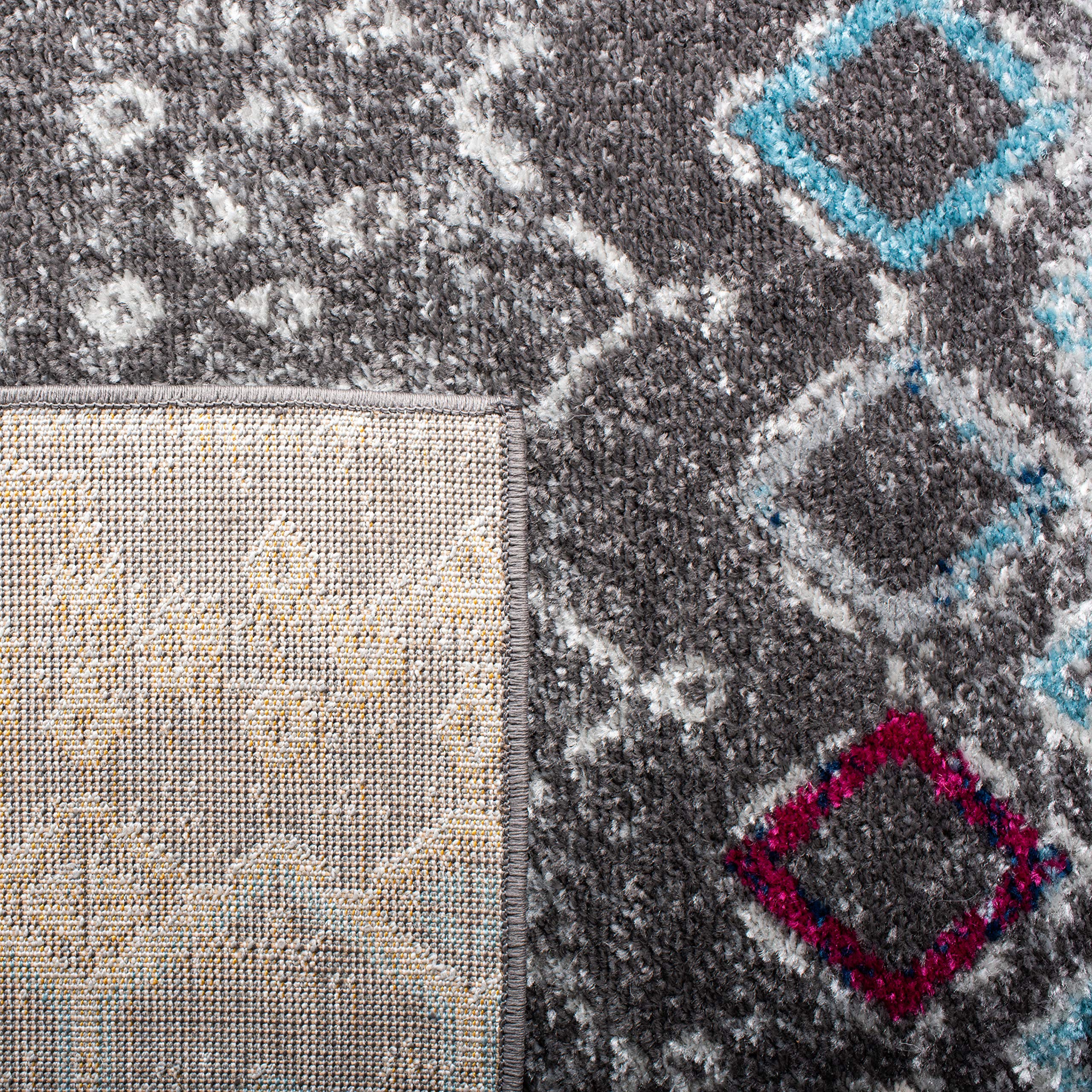 Safavieh Amsterdam Collection Accent Rug - 4' X 6', Dark Grey & Ivory, Moroccan Boho Design, Non-Shedding & Easy Care, Ideal For